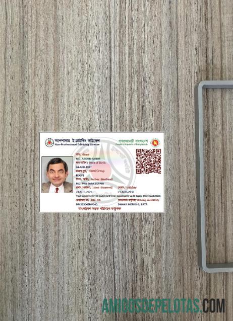 Carteira de motorista E não profissional de Bangladesh fotolook frente amostra